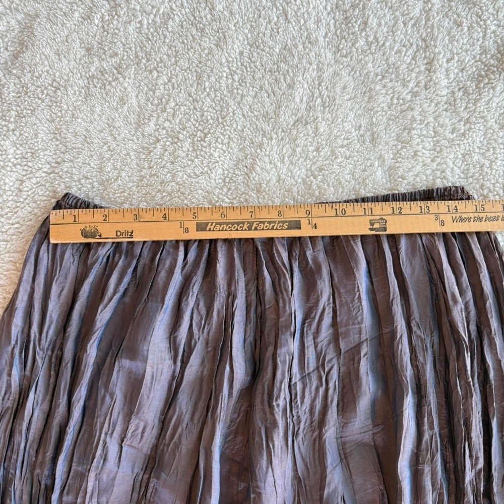 Vtg Lee Andersen Iridescent Crinkle Midi Skirt Elastic Waist Made in USA Small - Picture 4 of 6